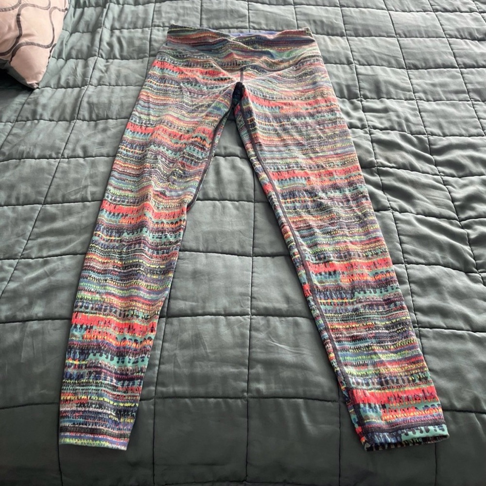 Victoria's Secret Blue Leggings with Colorful Waistband